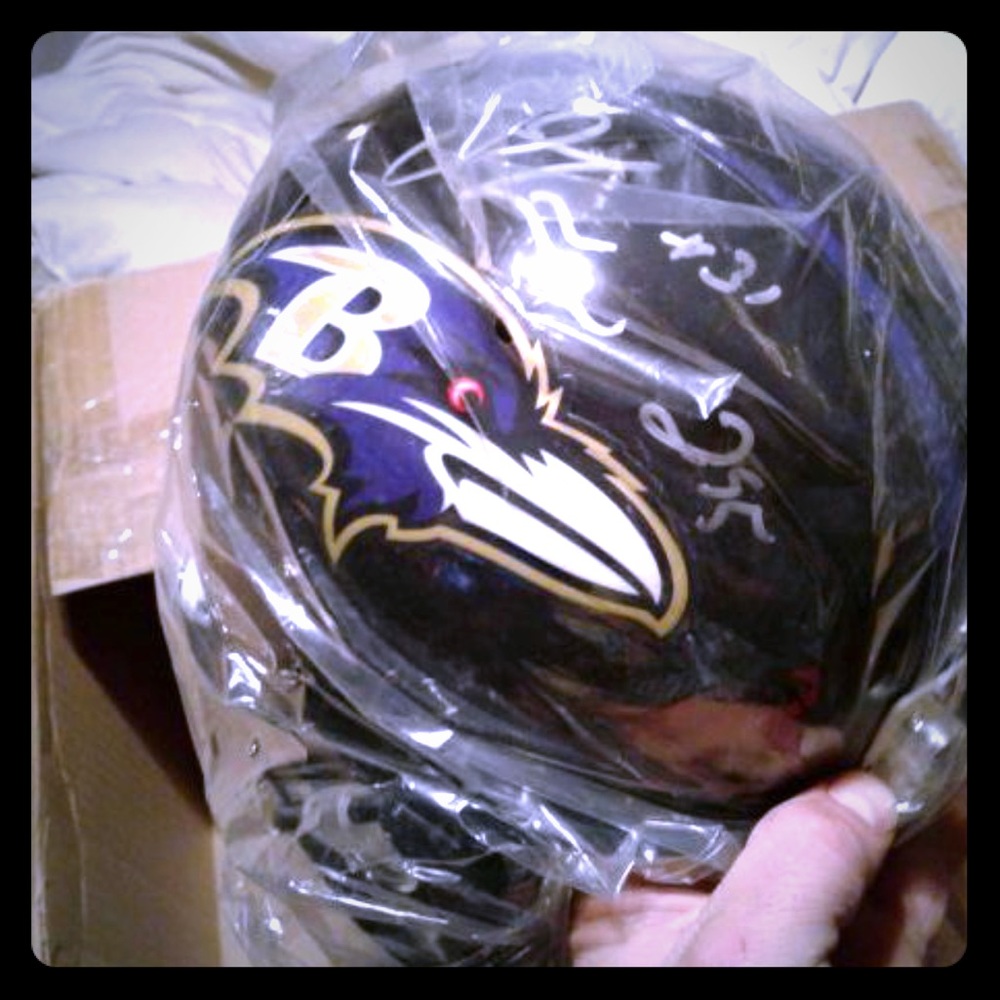 Lewis autographed helmet